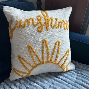 Sunshine novelty punch needle embroidered pillow with removable cover